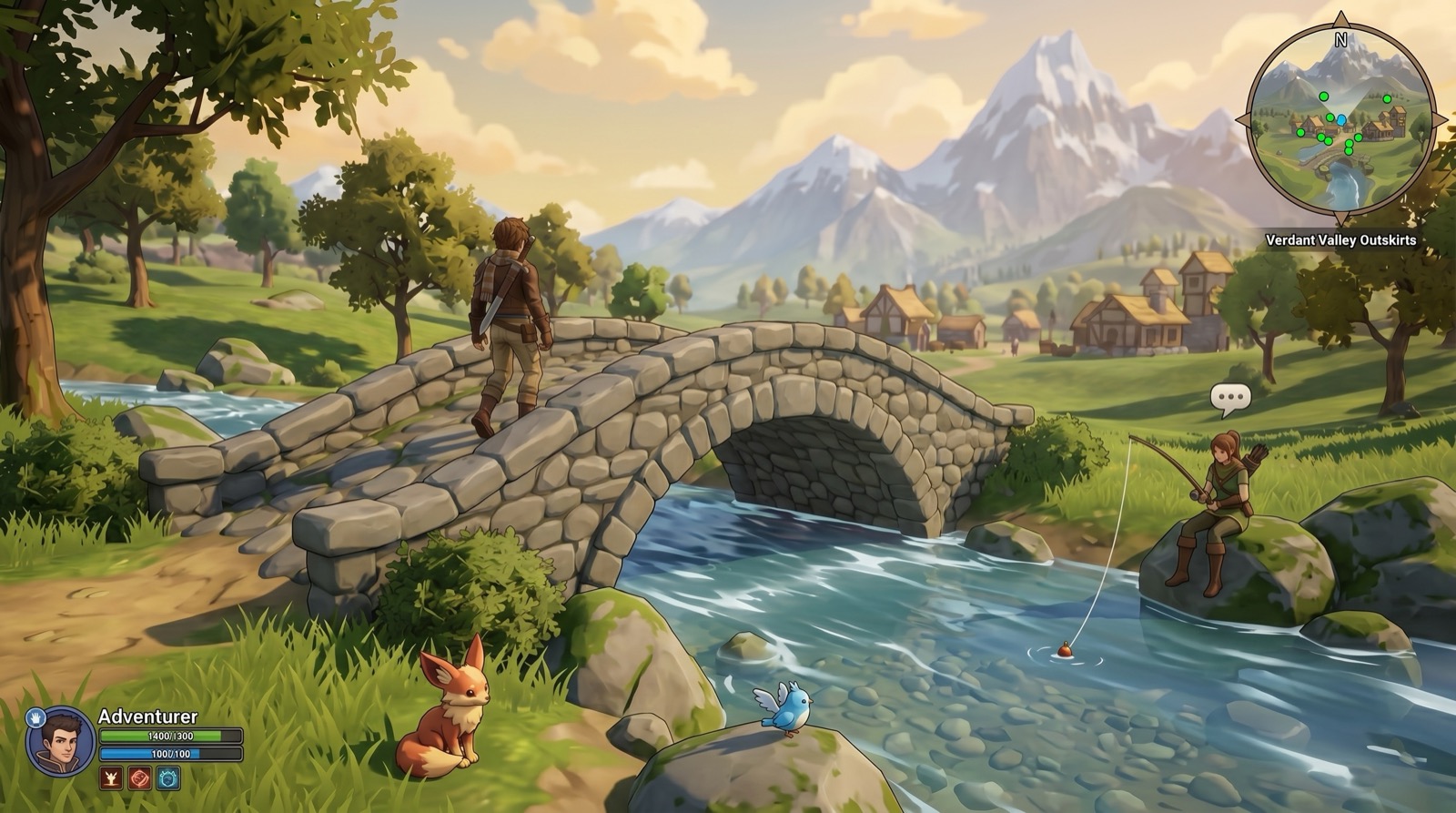 Pêche sur un pont du Verdant Vale