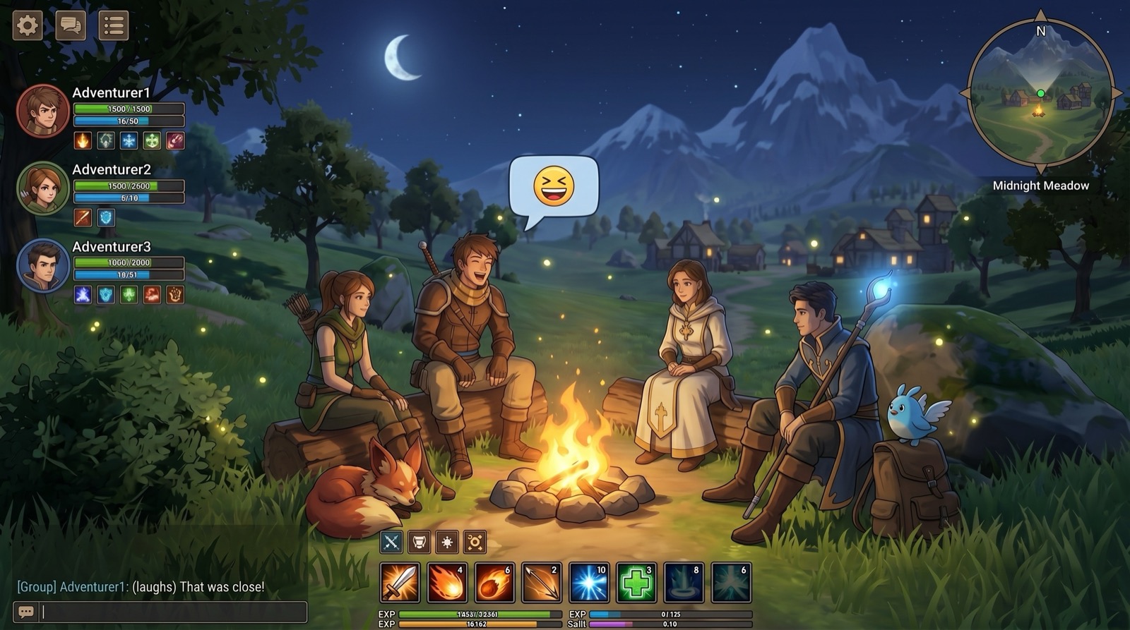 Feu de camp la nuit dans le Verdant Vale