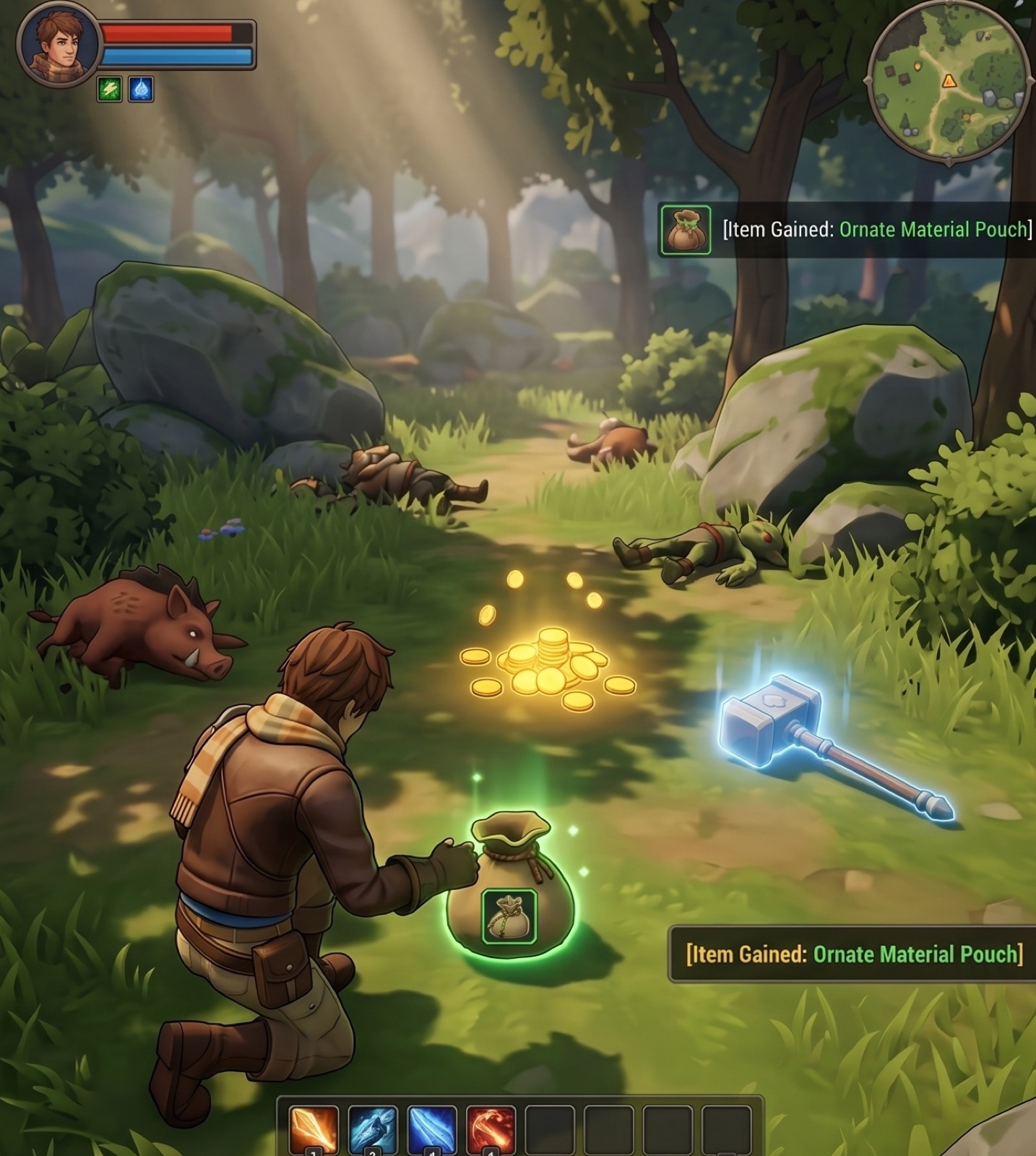 Le loot tombé au sol scintille