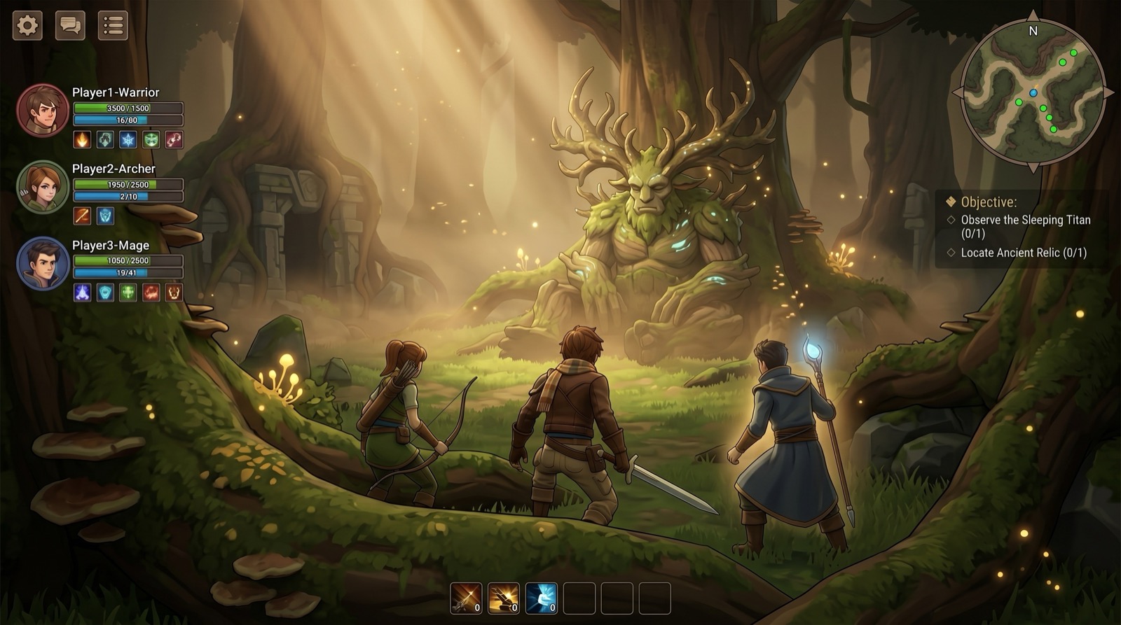 Mossfather, le titan-arbre endormi au cœur de Sylvewood, observé par une party